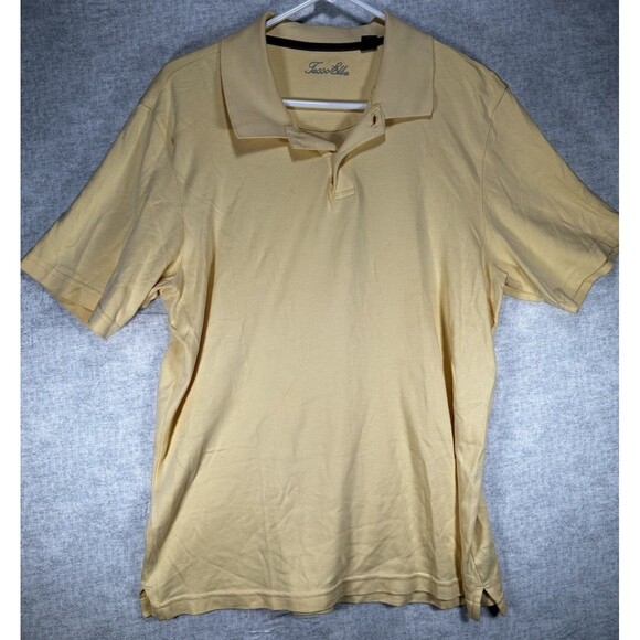 Tasso Elba Mens Golf Polo Shirt Yellow Short Sleeve  Button Pima Cotton Small - Picture 1 of 6
